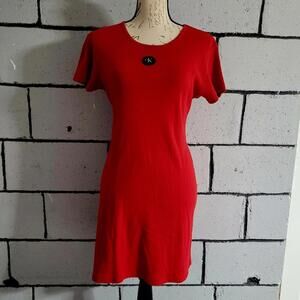 3/$30 CALVIN KLEIN Red T-Shirt Dress w/ logo Size L